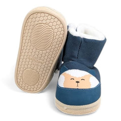 Cozy Navy Blue Fox Infant Booties