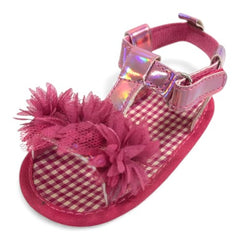 Sparkling Hot Pink Tulle Flower Baby Sandals