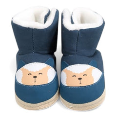 Cozy Navy Blue Fox Infant Booties