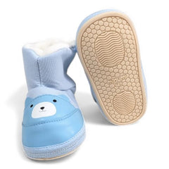 Cozy Light Blue Bear Infant Booties