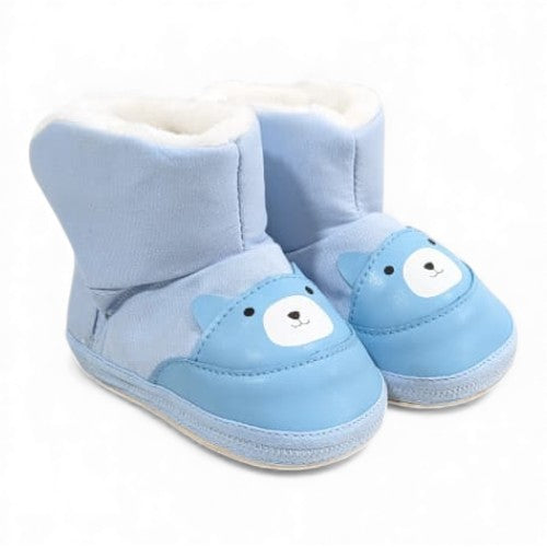 Cozy Light Blue Bear Infant Booties