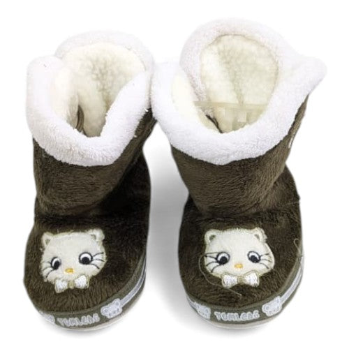 Cozy Dark Brown Cat Infant Booties