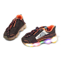 Kids Dark Brown & Orange Sneakers
