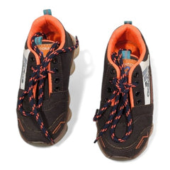 Kids Dark Brown & Orange Sneakers