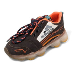 Kids Dark Brown & Orange Sneakers