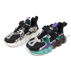 Blue & White Abstract Bubble Sole Sneaker