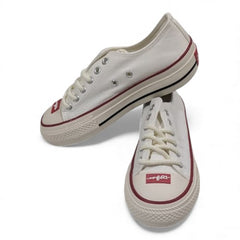 Classic White Canvas Sneakers with Red Accents