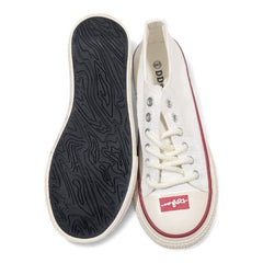 Classic White Canvas Sneakers with Red Accents