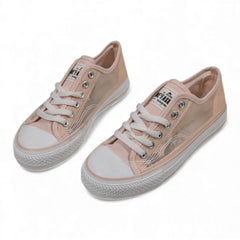 Chic Rose Gold Low-Top Canvas Sneakers