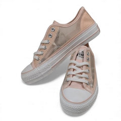 Chic Rose Gold Low-Top Canvas Sneakers