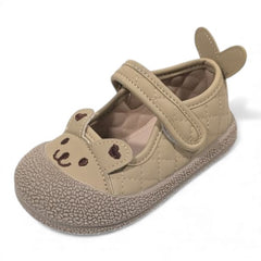 Cozy Brown Bear Hug Quilted Mary Jane Baby Shoes