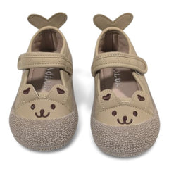 Cozy Brown Bear Hug Quilted Mary Jane Baby Shoes
