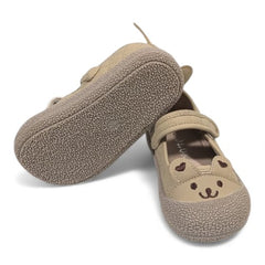 Cozy Brown Bear Hug Quilted Mary Jane Baby Shoes