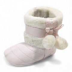 Snuggle Puffs: Pink Ultra-Warm Faux-Fur Baby Booties