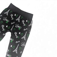 Chic Paris Themed Black Leggings
