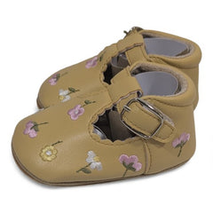 Little Blossom T-Strap Baby Shoes -Yellow