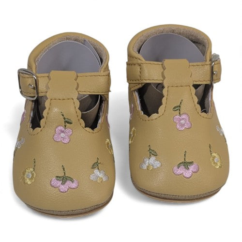 Little Blossom T-Strap Baby Shoes -Yellow