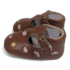 Little Blossom T-Strap Baby Shoes -Dark Brown