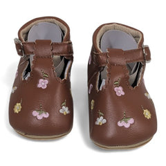 Little Blossom T-Strap Baby Shoes -Dark Brown