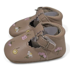 Little Blossom T-Strap Baby Shoes -Brown