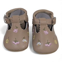 Little Blossom T-Strap Baby Shoes -Brown