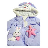 Winter Cotton-Padded Purple Jacket Cute Cartoon Pattern Bunny Ears Furry