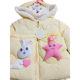 Winter Cotton-Padded Yellow Jacket Cute Cartoon Pattern Bunny Ears Furry