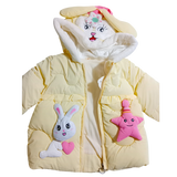 Winter Cotton-Padded Yellow Jacket Cute Cartoon Pattern Bunny Ears Furry