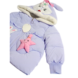 Winter Cotton-Padded Purple Jacket Cute Cartoon Pattern Bunny Ears Furry