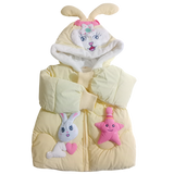 Winter Cotton-Padded Yellow Jacket Cute Cartoon Pattern Bunny Ears Furry