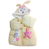 Winter Cotton-Padded Yellow Jacket Cute Cartoon Pattern Bunny Ears Furry