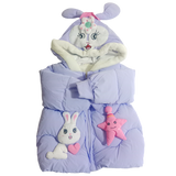 Winter Cotton-Padded Purple Jacket Cute Cartoon Pattern Bunny Ears Furry