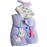 Winter Cotton-Padded Purple Jacket Cute Cartoon Pattern Bunny Ears Furry