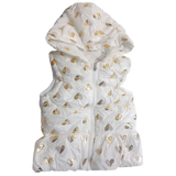 Baby Girls White With Gold Hearts Puffer Jacket