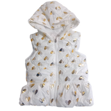 Baby Girls White With Gold Hearts Puffer Jacket