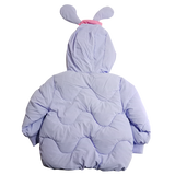 Winter Cotton-Padded Purple Jacket Cute Cartoon Pattern Bunny Ears Furry