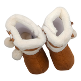 Winter Snow Baby 2-Colors Warm Fluff Balls Indoor Cottton Soft Rubber Sole Baby Shoes