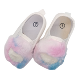 Baby Girl Princess White Heart With Multi Color Furr Shoes