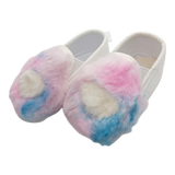 Baby Girl Princess White Heart With Multi Color Furr Shoes