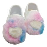 Baby Girl Princess White Heart With Multi Color Furr Shoes