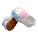 Baby Girl Princess White Heart With Multi Color Furr Shoes