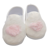 Baby Girl Princess Pink Heart With White Furr Shoes