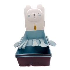 Cute rabbit shape sealed bento and cutlery set lunch box