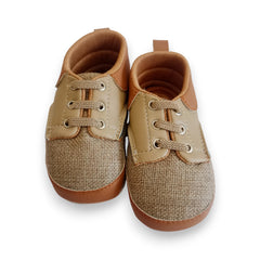 Classic Canvas & Faux Leather Baby Loafers
