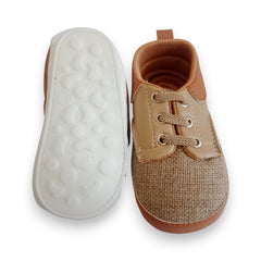 Classic Canvas & Faux Leather Baby Loafers