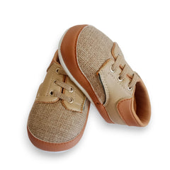 Classic Canvas & Faux Leather Baby Loafers