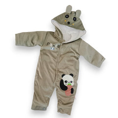 Green Adorable Panda Hooded Baby Romper with Matching Panda Slippers