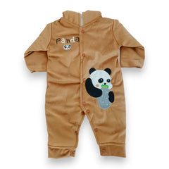 Brown Adorable Panda Hooded Baby Romper with Matching Panda Slippers