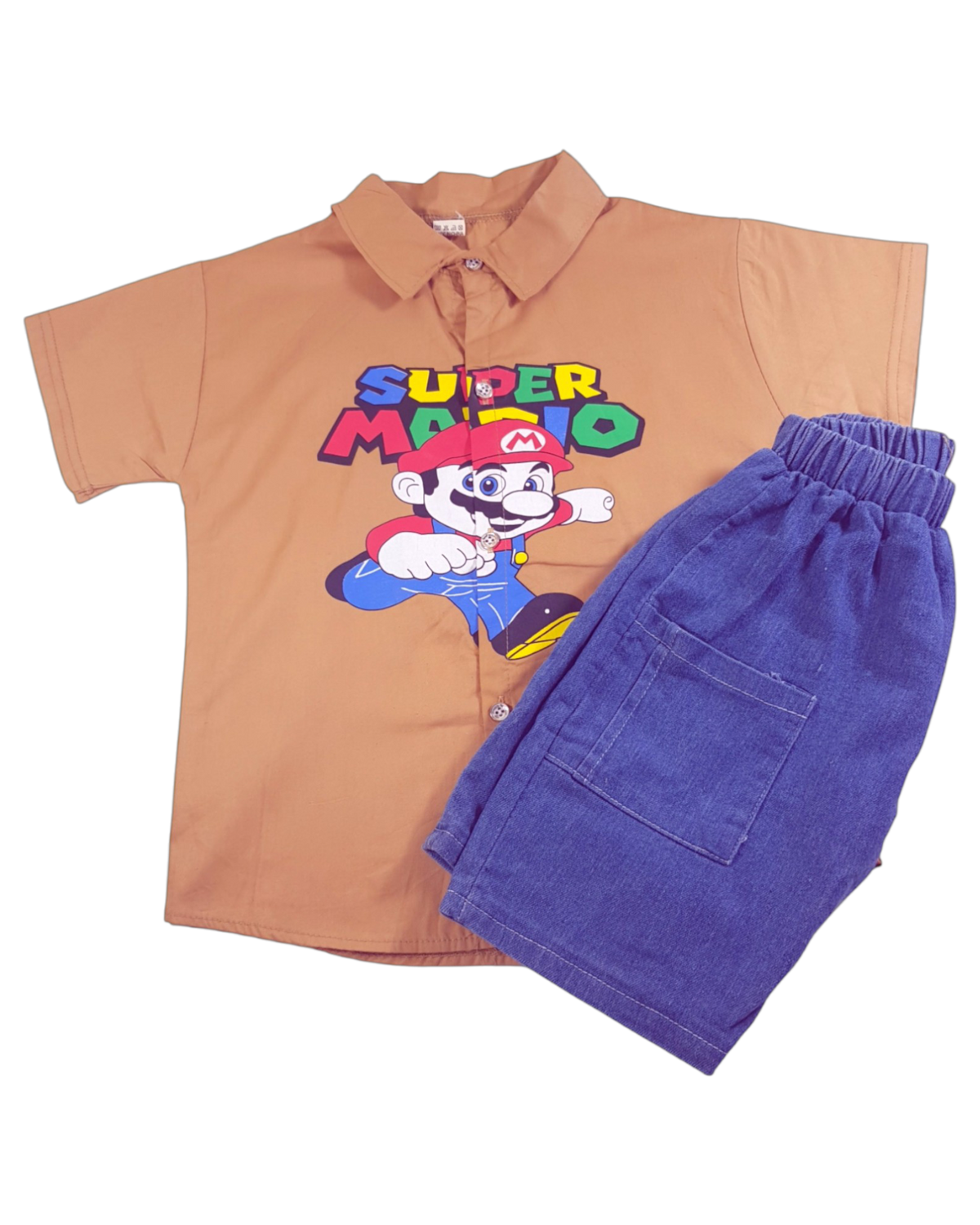 Boy Mario T-Shirt & Nicker (Brown)