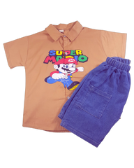 Boy Mario T-Shirt & Nicker (Brown)